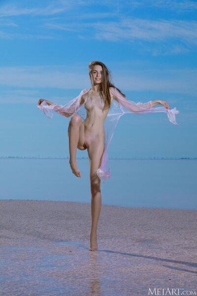 Elle Tan Soft Beach Set In Sheer Pink Wrap By The Sea - photo 08