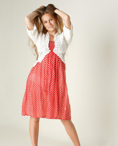 Liana B In Red Dress Teasing And Undressing With Long Hair