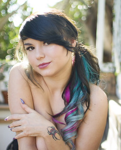 Lusia Showing Tattoos And Curves In Sheer Black Lace Robe