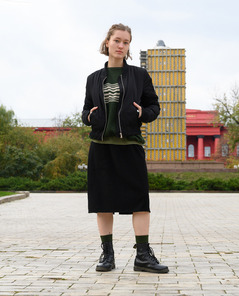 Margo Vishnevska Cozy In Green Sweater And Boots Indoors