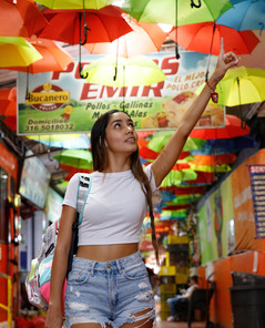 Paulette Donceles Teasing With Exotic Fruits At Market And Home