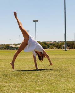 Playful Afternoon With Lila Love In A White Summer Dress Outdoors