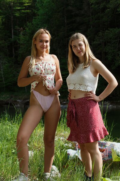 Outdoor Forest Tease And Sensual Summer Posing Duo Session - photo 00